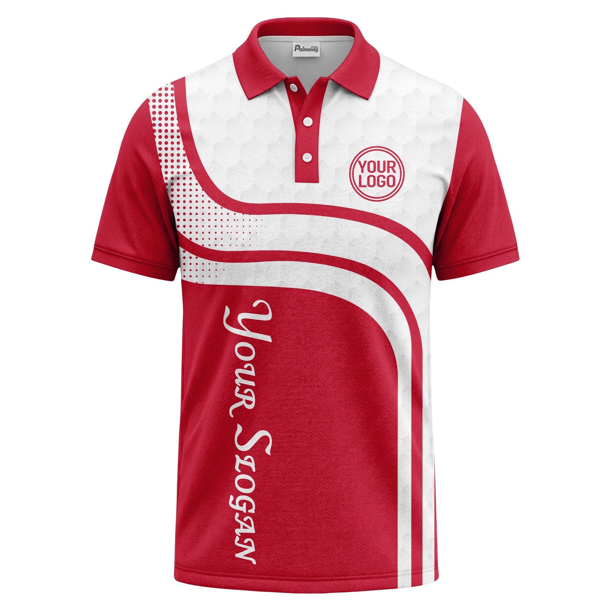 wave hexagon graphic golf polo shirt with custom logo