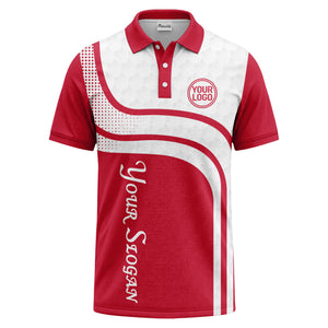wave hexagon graphic golf polo shirt with custom logo
