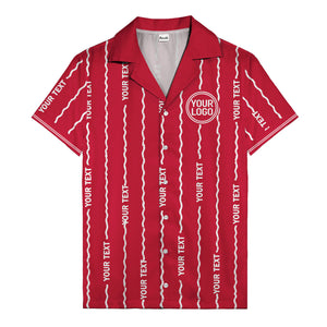 wavy line personalized hawaiian shirt with custom text & logo