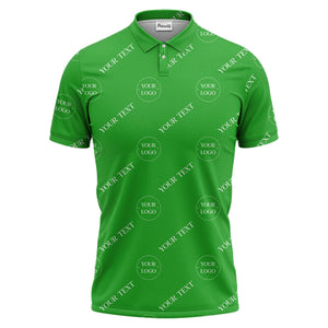 your name & logo repeat pattern black polo shirt for men