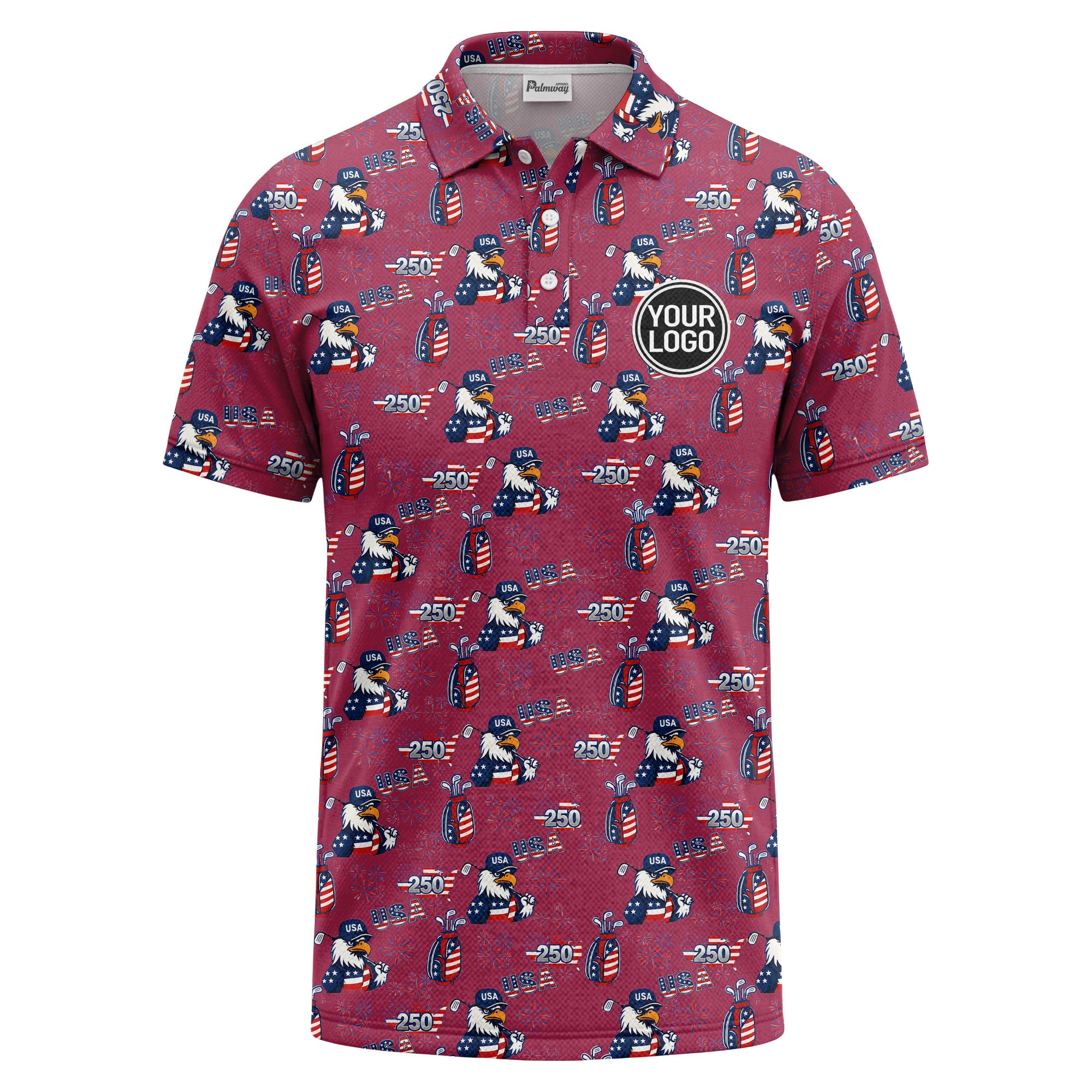 bald eagles golf bags fireworks patriotic polo shirt for men