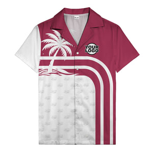 black and white palm trees curved stripes hawaiian shirt
