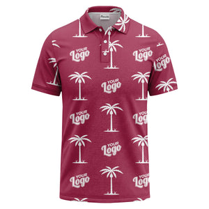 black gold palm trees & customizable logos graphic polo shirt