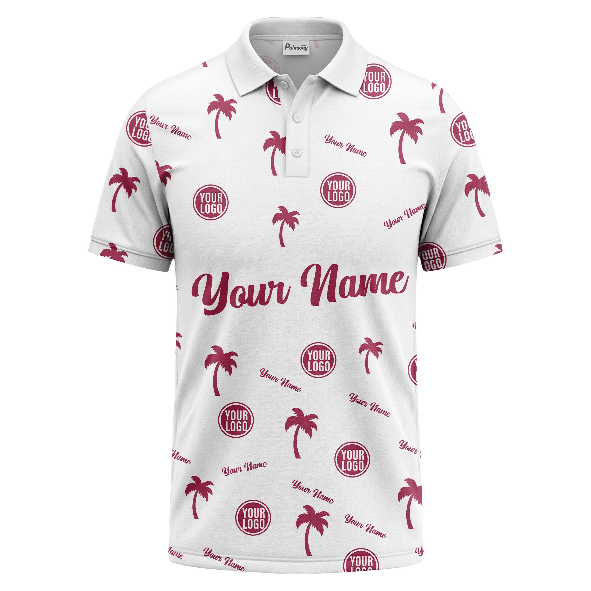black palm tree silhouettes personalized polo shirt with custom logos