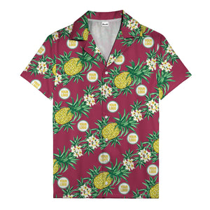 black pineapple & plumeria photographic all over hawaiian shirt