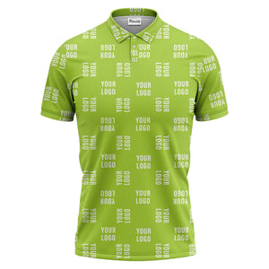 black repeat custom logo text pattern polo shirt for men