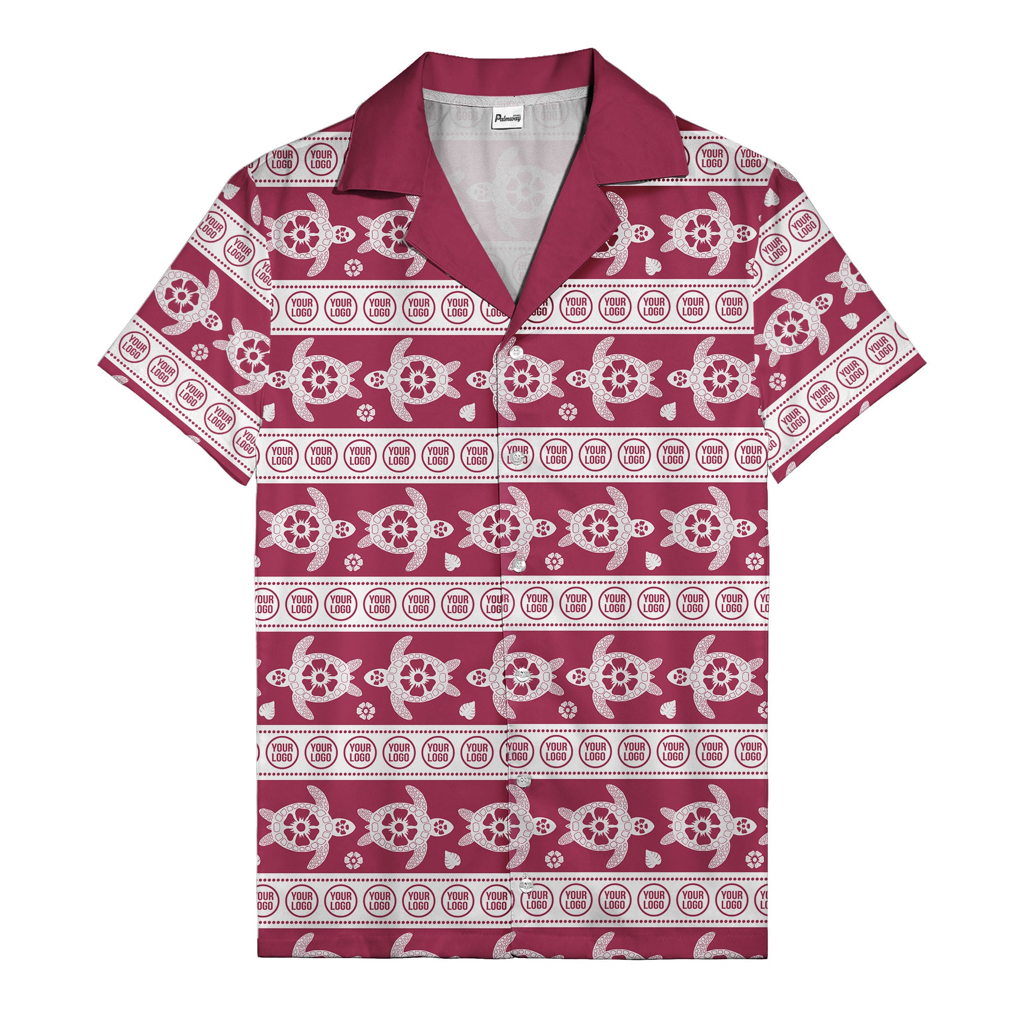 black sea turtles & white floral repeat hawaiian shirt for men
