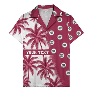 black & white palm tree repeat & custom logo hawaiian shirt for men