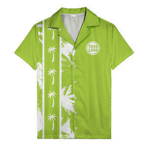 black white palm trees & vertical stripes graphic hawaiian shirt for men