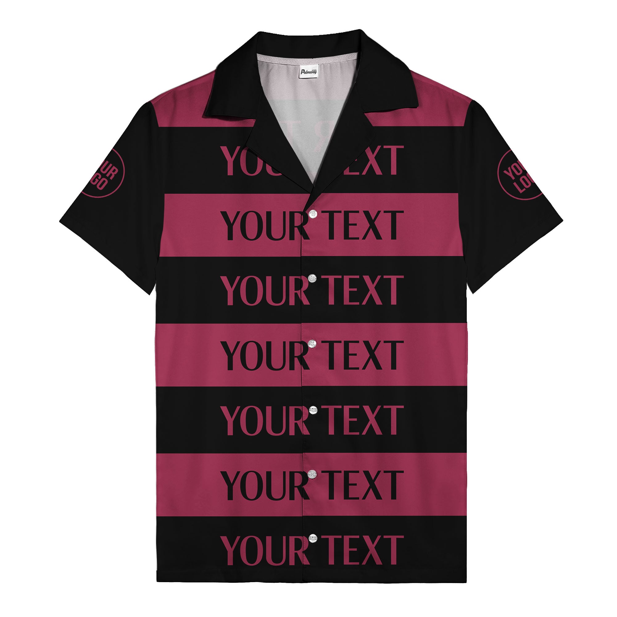 bold horizontal stripes customizable text hawaiian shirt for men
