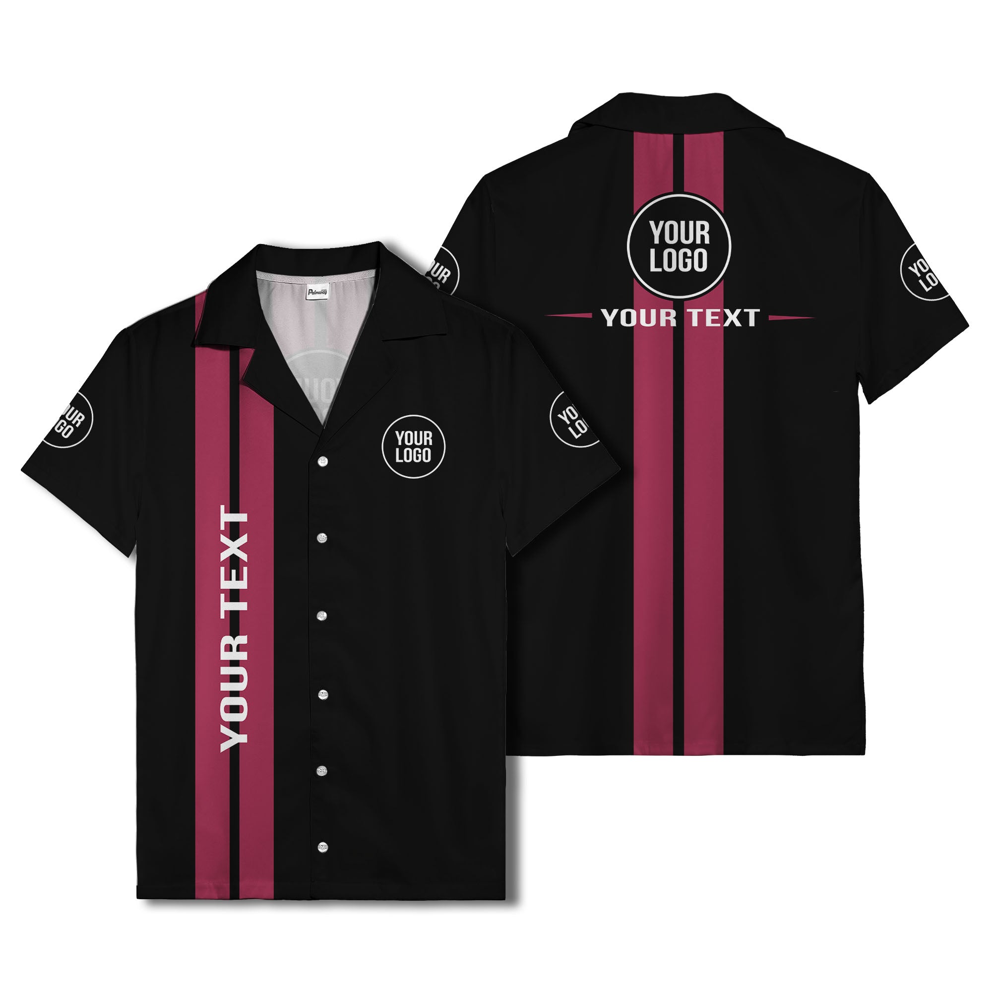 bold vertical stripe custom logo hawaiian shirt for men