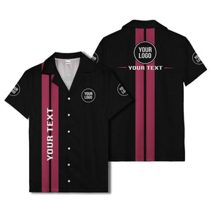 bold vertical stripe custom logo hawaiian shirt for men