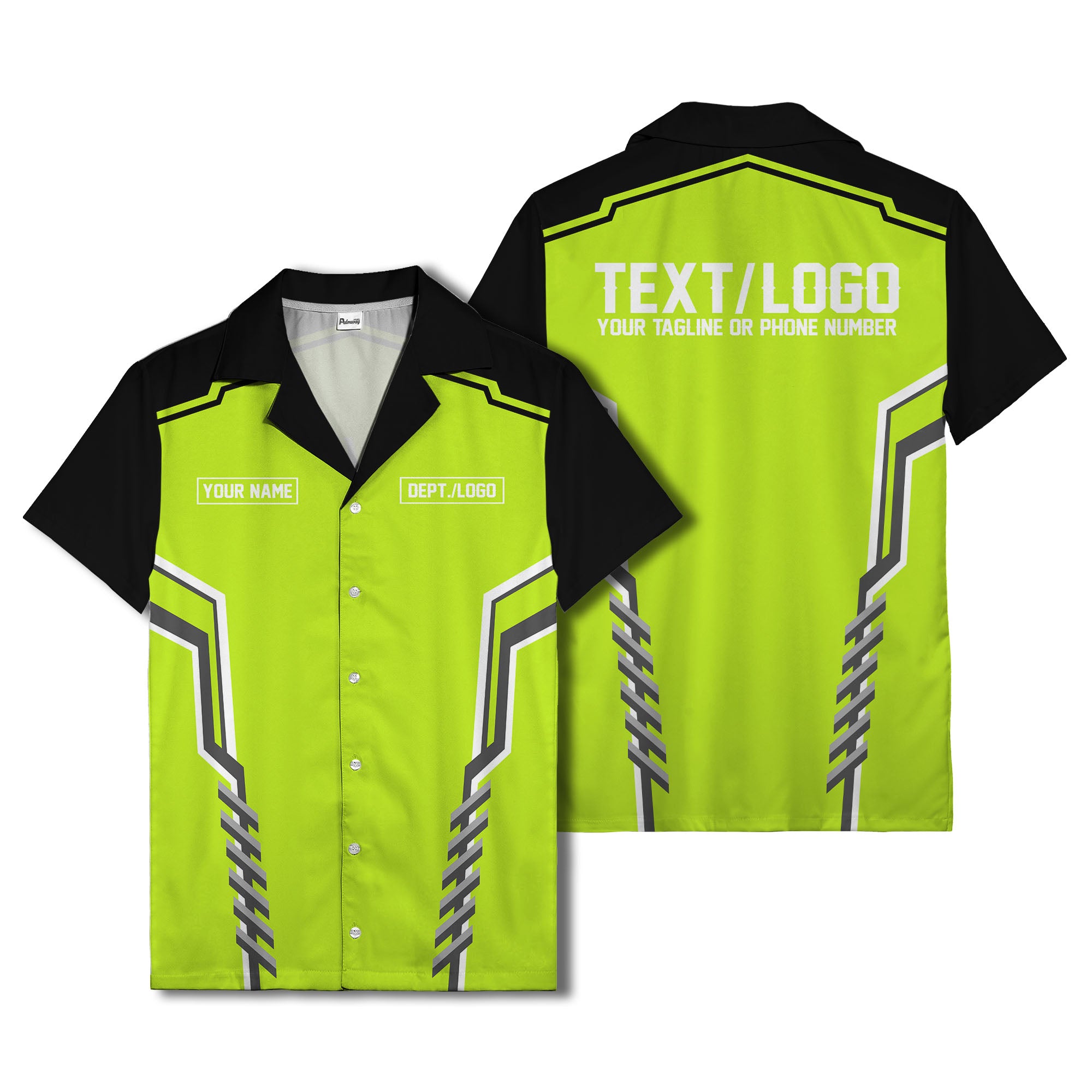 bowling team stripe name box hawaiian shirt for men
