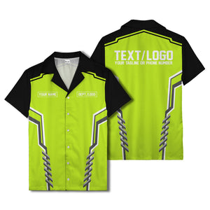 bowling team stripe name box hawaiian shirt for men