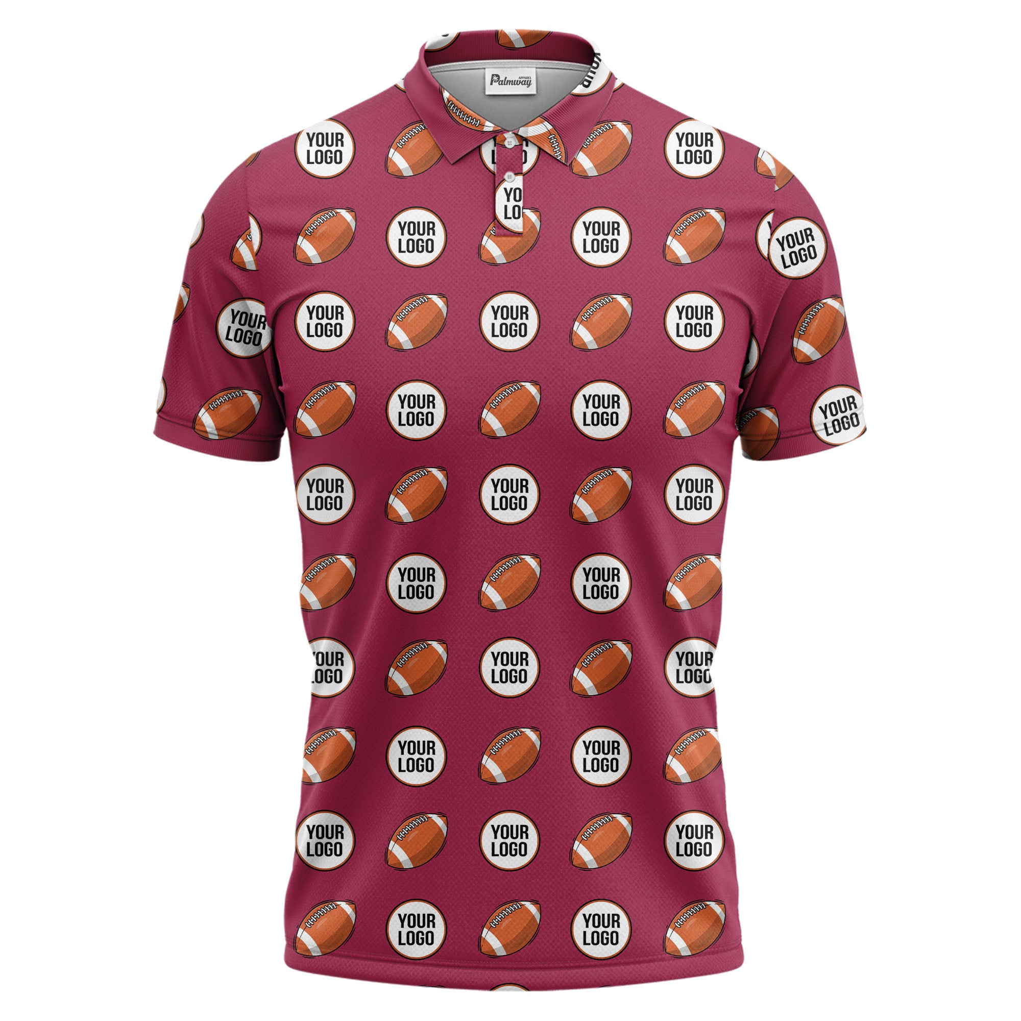 cartoon football logo circle repeat black sports polo shirt for men