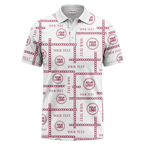 chain link grid custom logo monochrome polo shirt for men