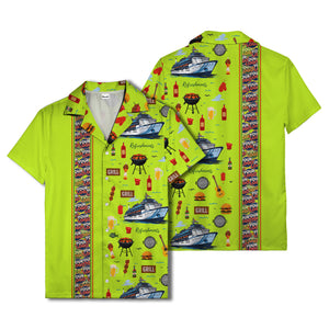 cruise ship grill & refreshments fun cartoon hawaiian shirt for men