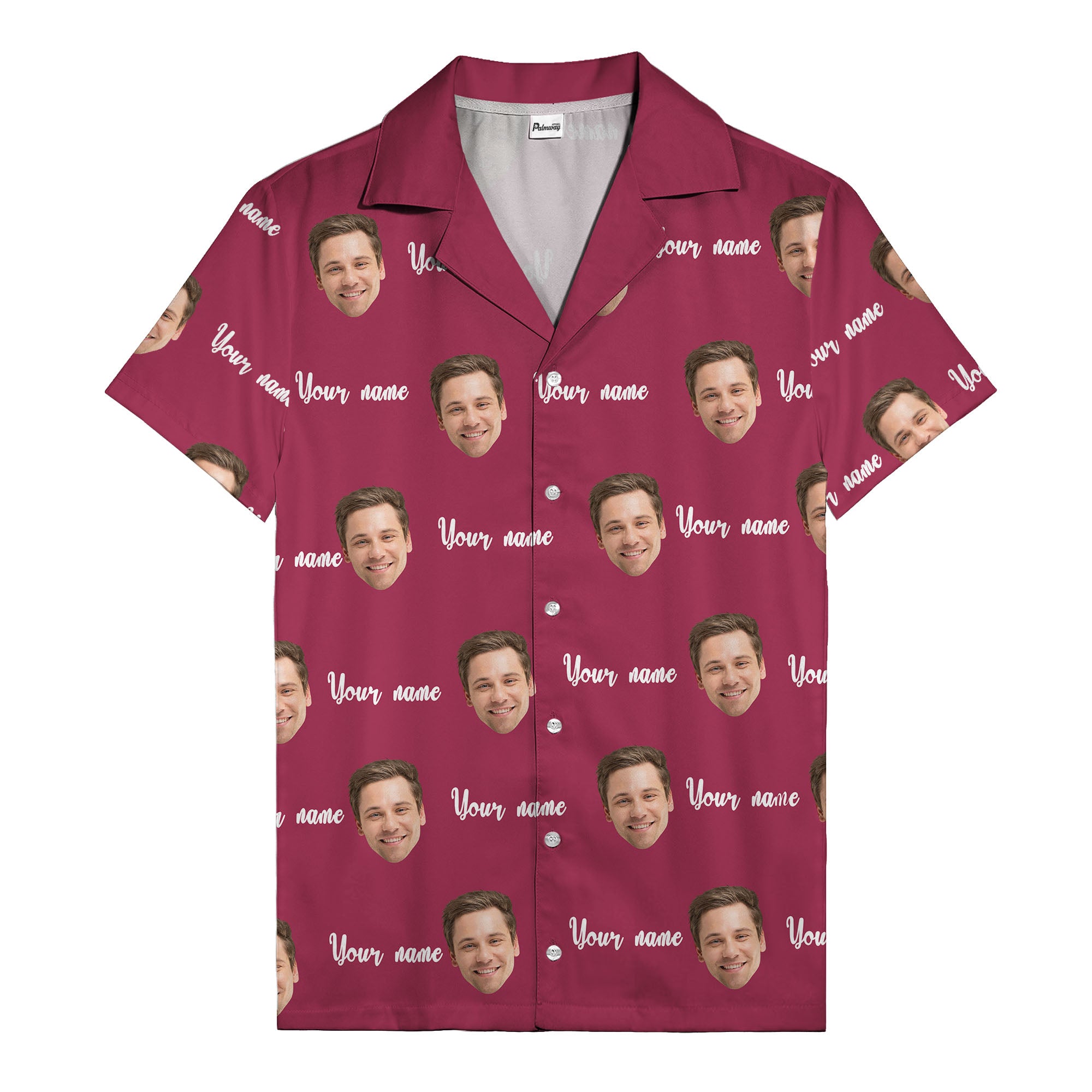 custom face portrait & personalized text repeat hawaiian shirt