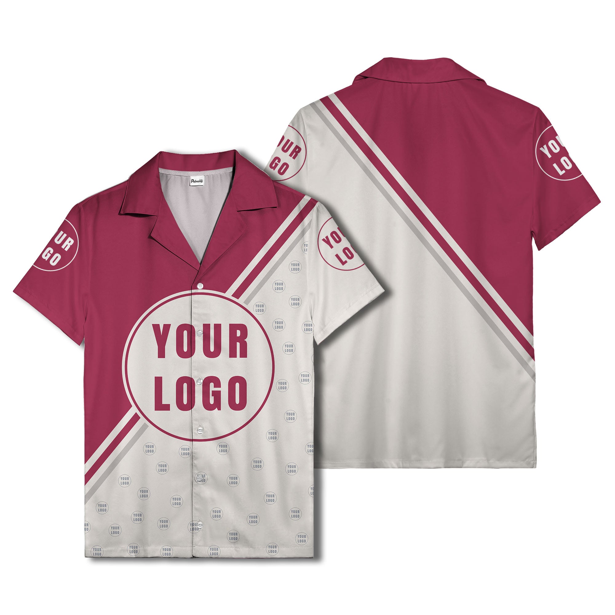custom logo circles & diagonal stripes minimalist hawaiian shirt for men
