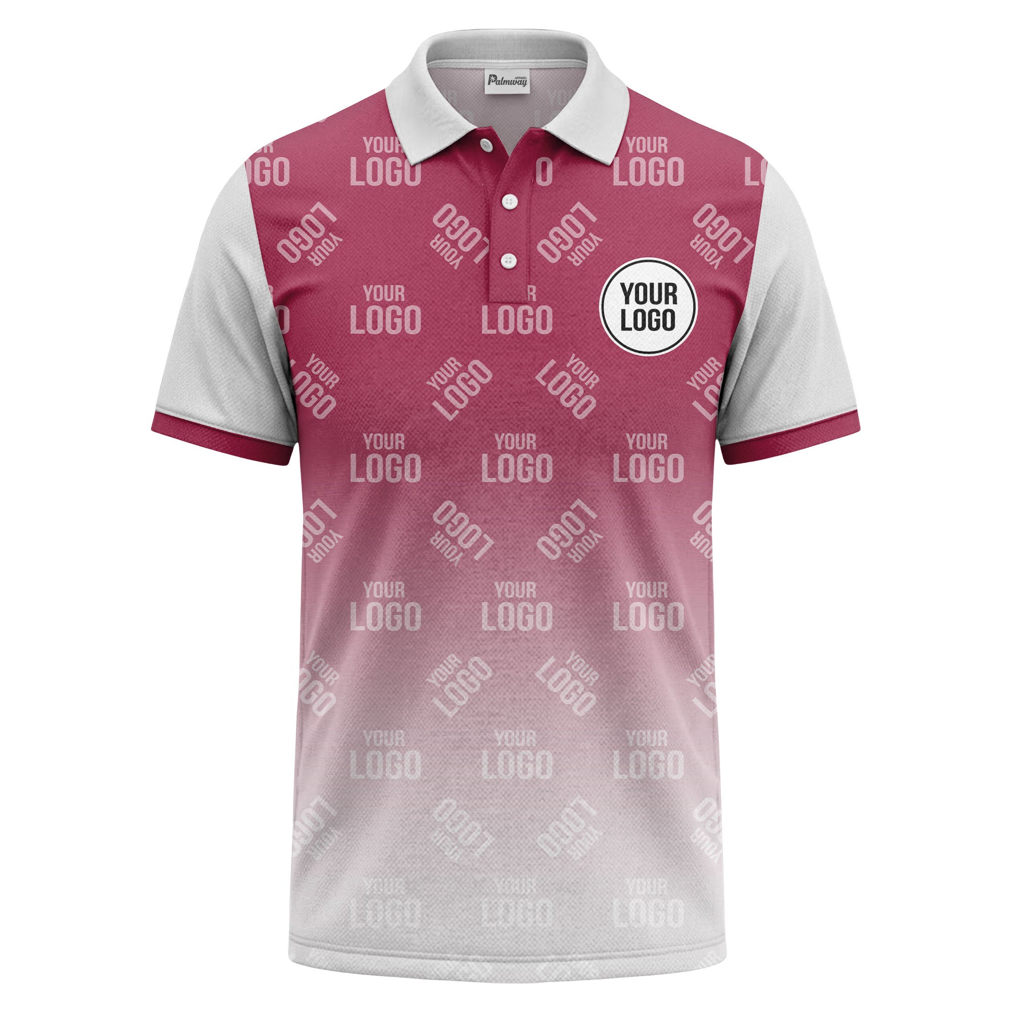 custom logo repeat gradient polo shirt for men in black & white