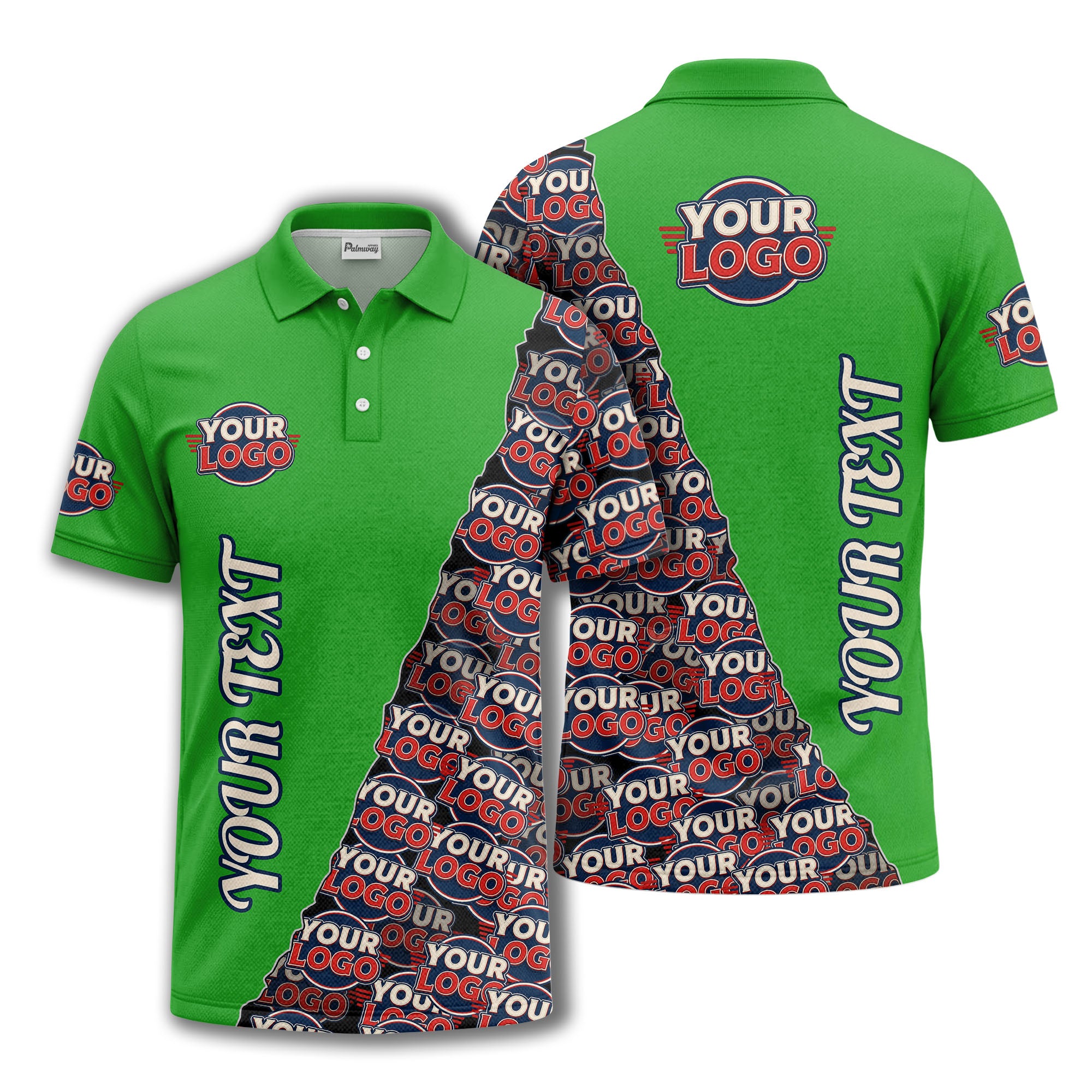 custom logo repeat vertical text pattern personalized polo shirt