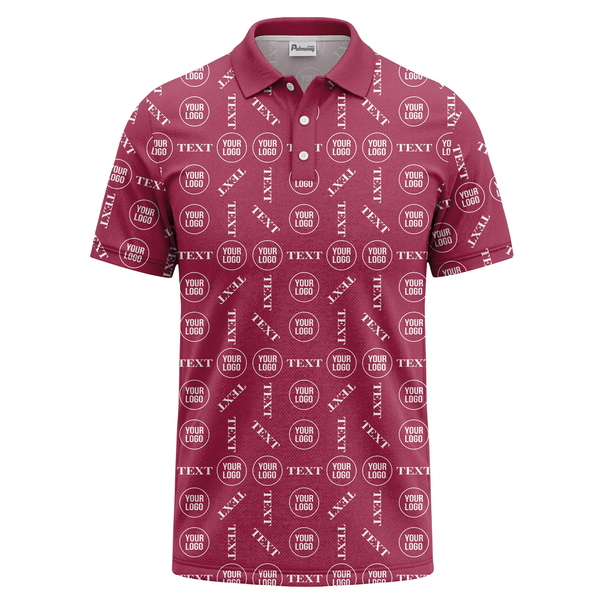 custom logo & text repeat all over print polo shirt