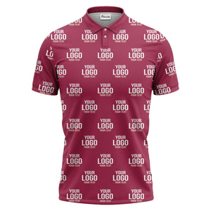 custom logo & text repeat pattern black white gold polo shirt
