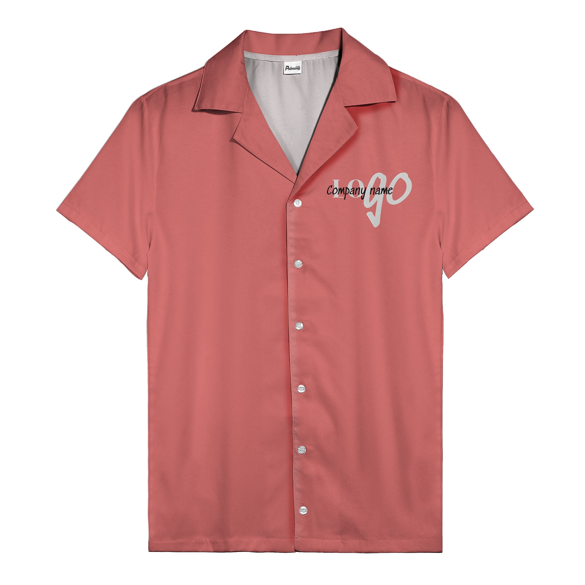 custom logo typography on solid black minimalist modern hawaiian shirt