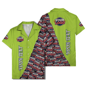 custom logo & vertical text repeat pattern hawaiian shirt