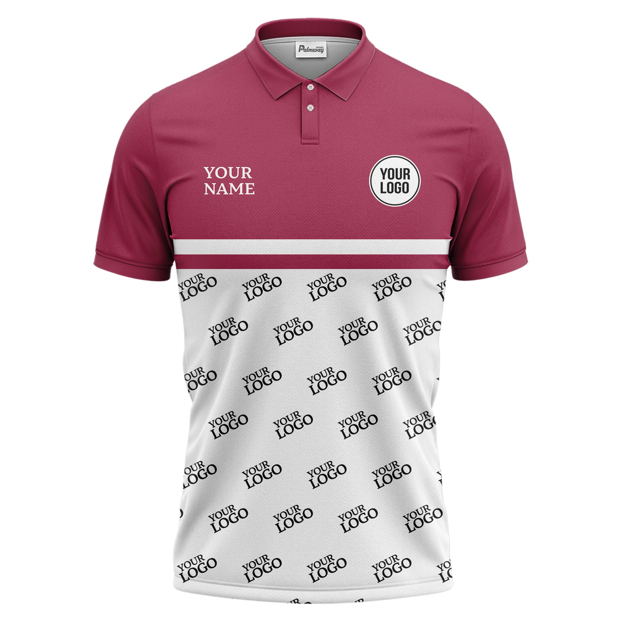 custom logos repeat monochrome black white corporate polo shirt