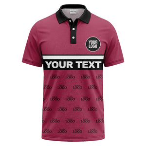 custom monogram logo repeat & text banner all over polo shirt