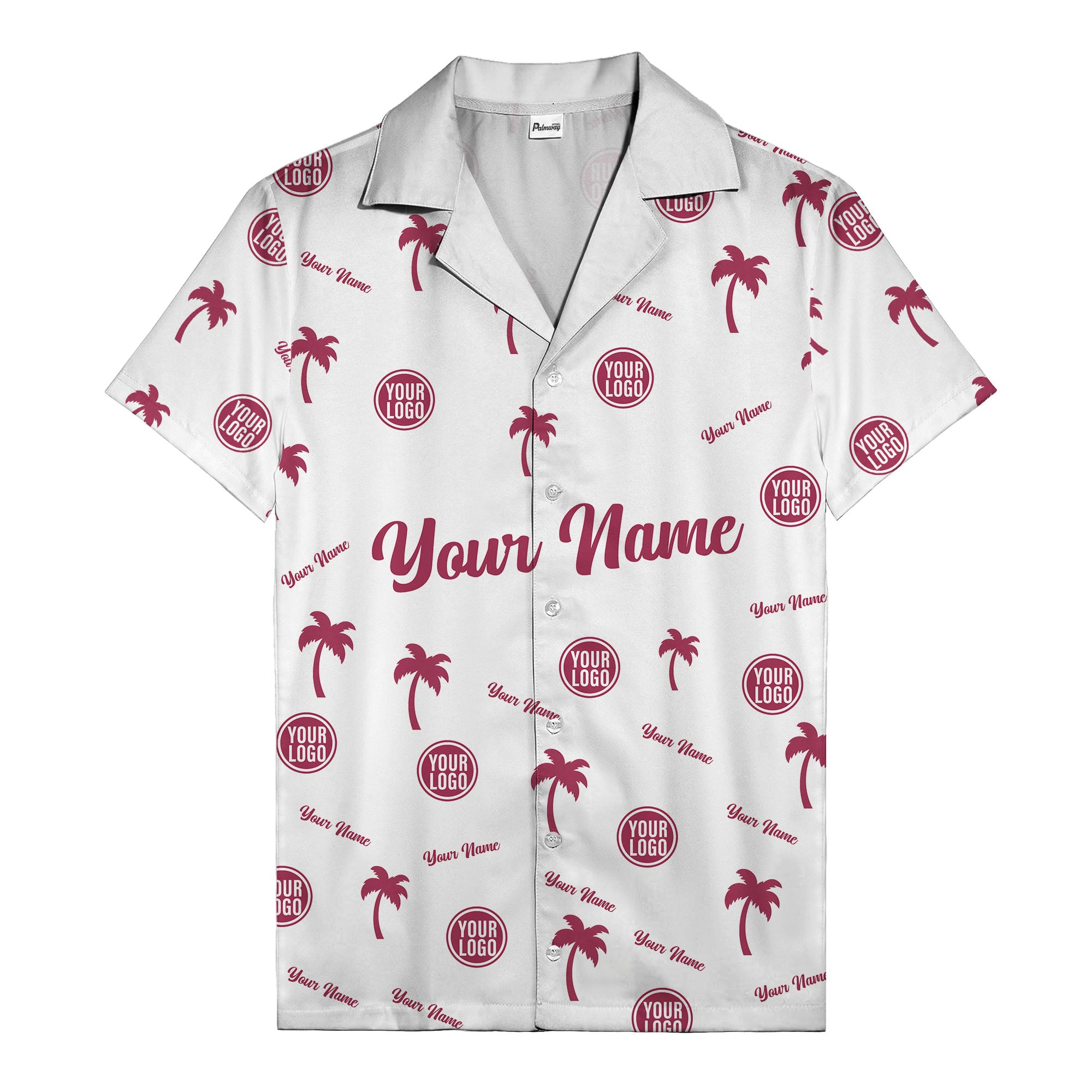 custom palm tree silhouette & name logo black white hawaiian shirt