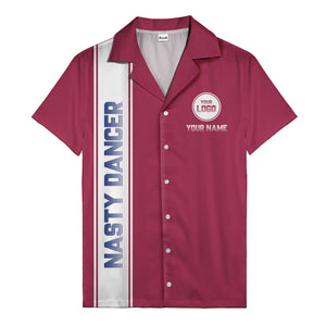 custom team logo striped black hawaiian shirt for spirit days