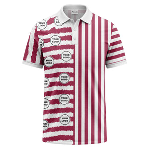 customizable black & white stripes with logo circles polo shirt