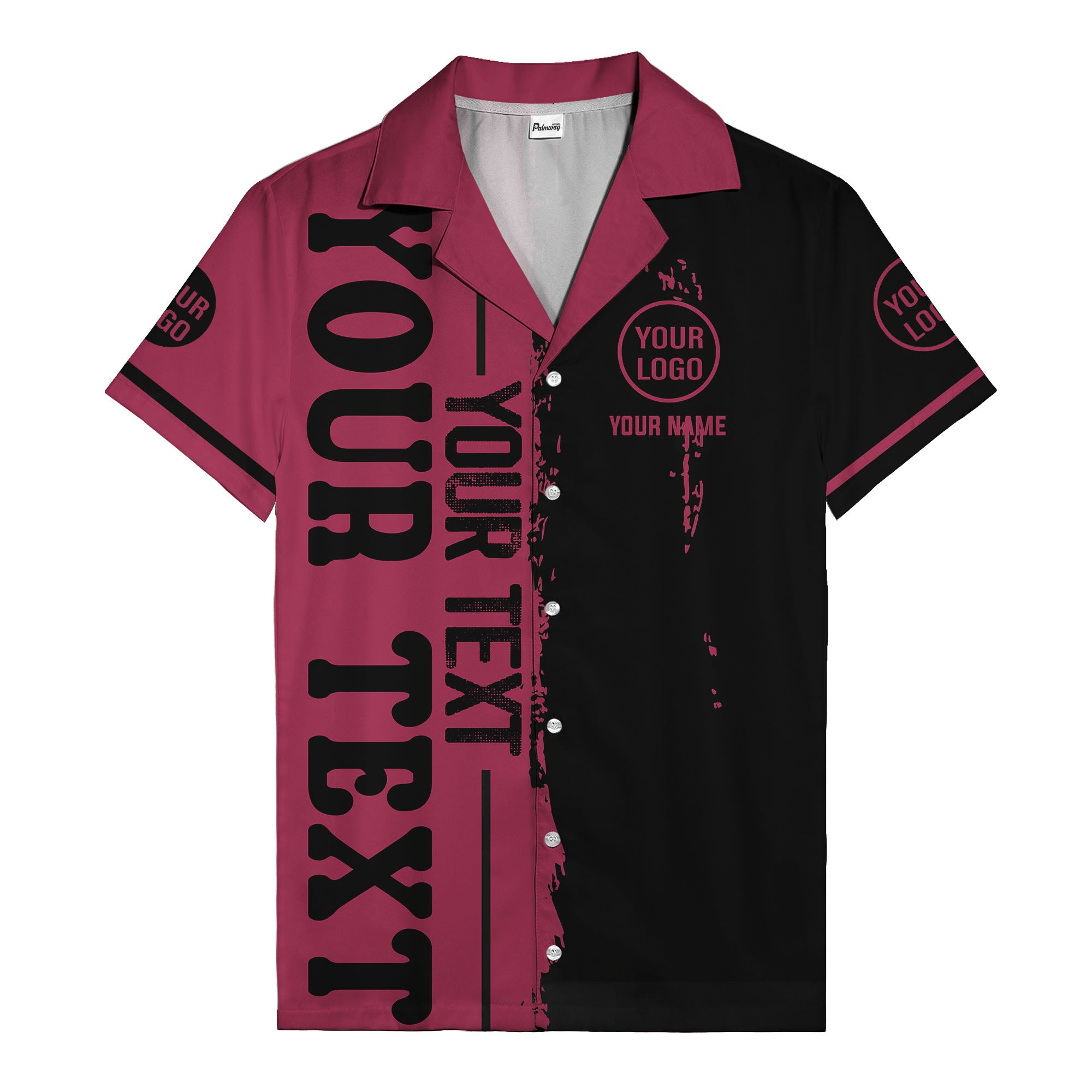 customizable text logo circle personalized hawaiian shirt