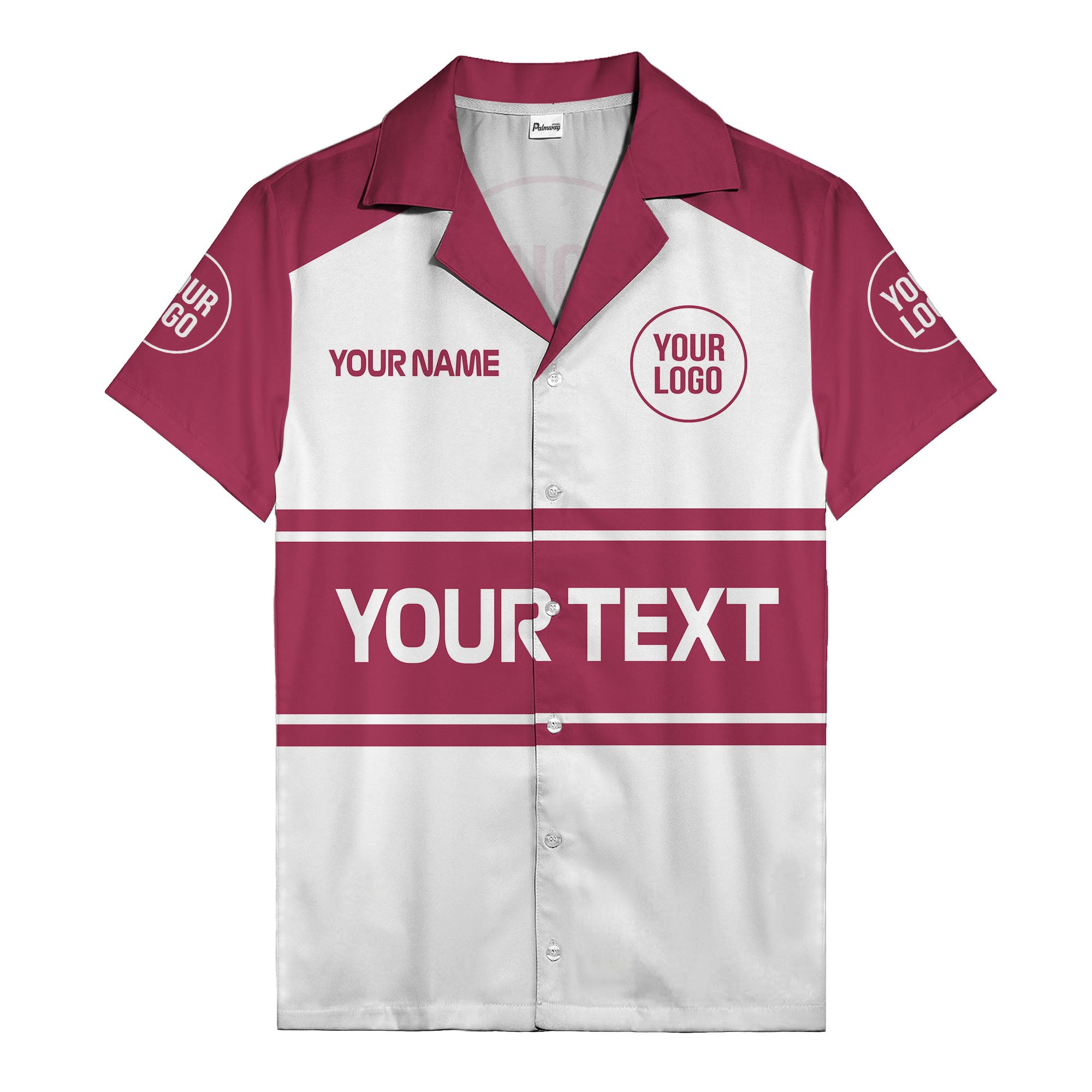 customizable text & logo horizontal stripe bowling hawaiian shirt