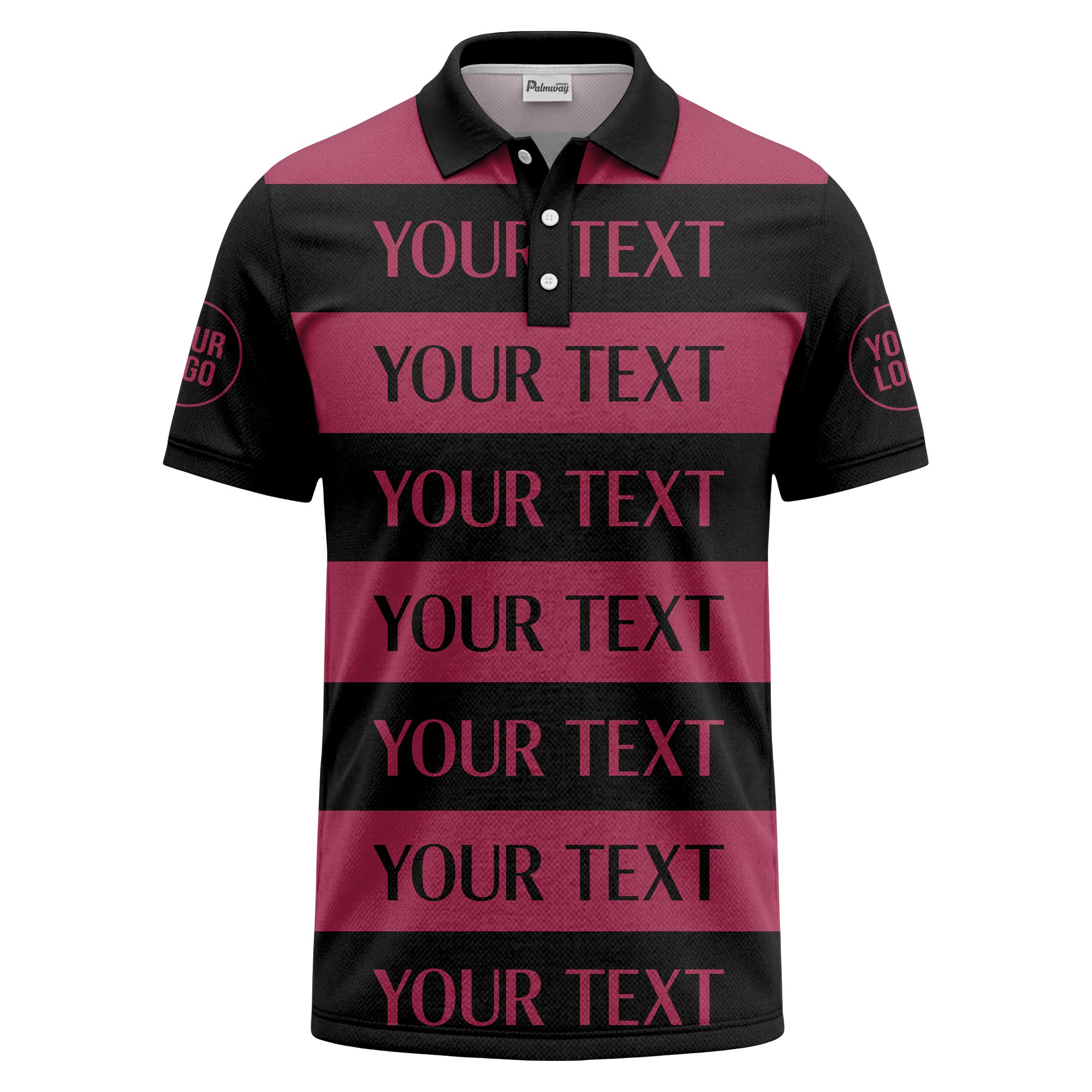 customizable text on bold horizontal stripes polo shirt