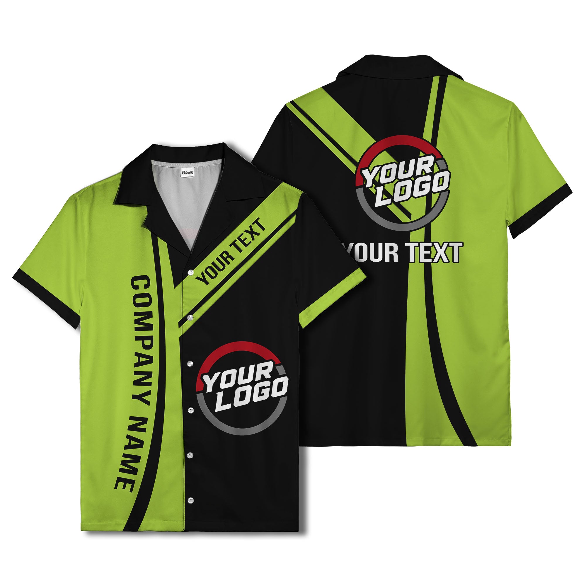 diagonal stripe custom logo company name hawaiian shirt for teams