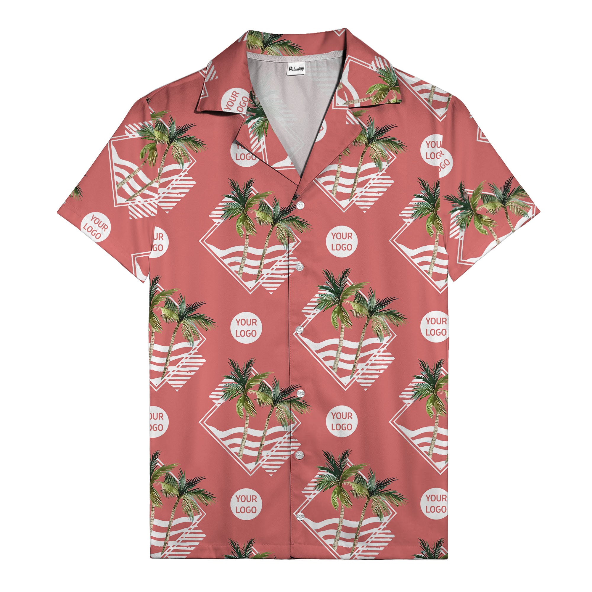 diamond waves & palm trees graphic hawaiian shirt for men