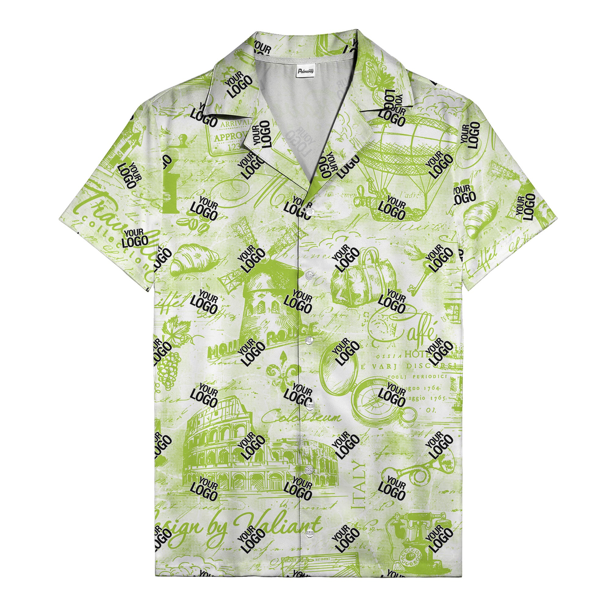 eiffel tower colosseum coffee sketch vintage travel hawaiian shirt