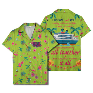 flamingo sailboat hibiscus palm watercolor hawaiian shirt