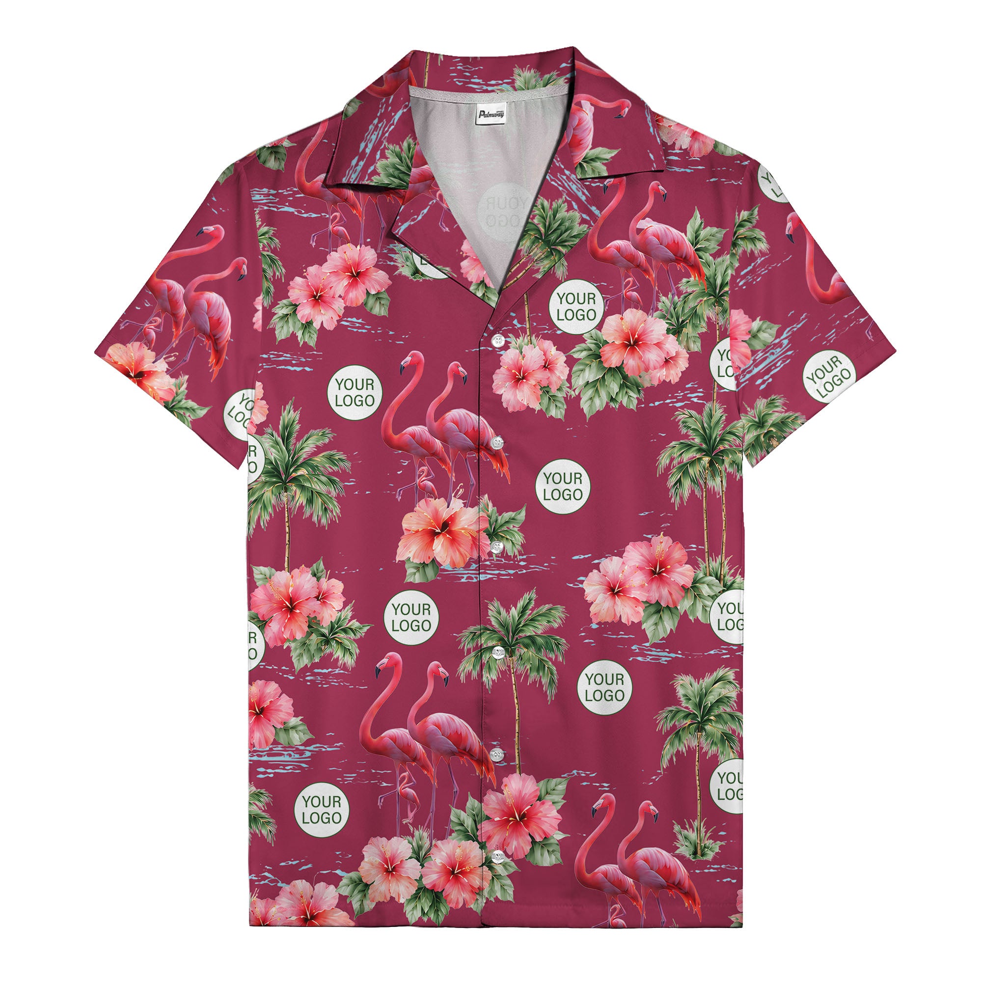 flamingo silhouettes palm trees hibiscus hawaiian shirt for men