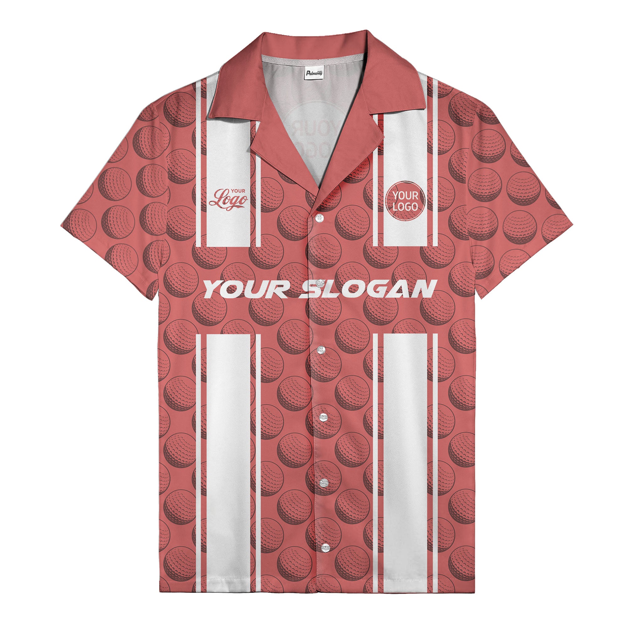golf ball & white stripe repeat hawaiian shirt for golfers