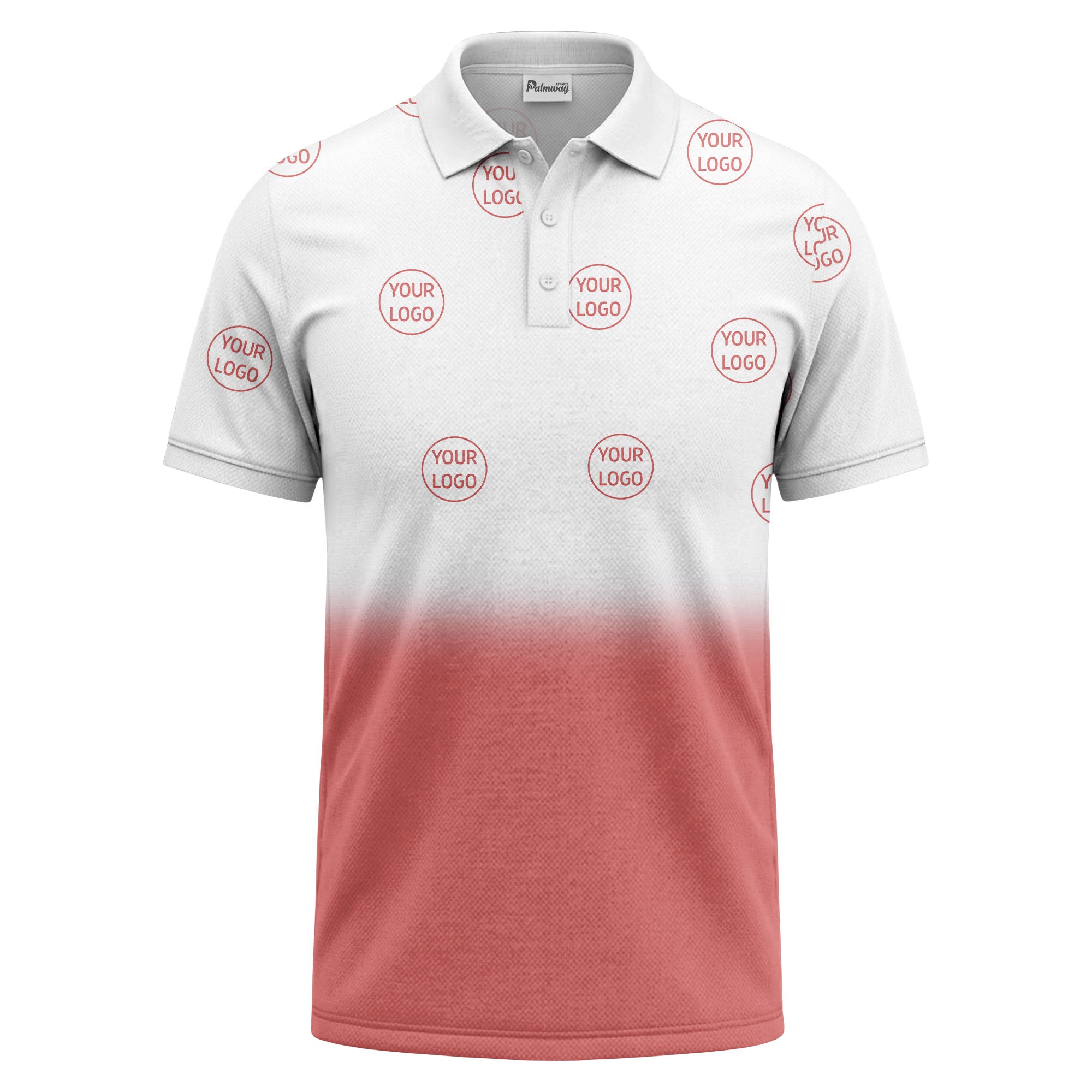 gradient black white custom logo repeat polo shirt