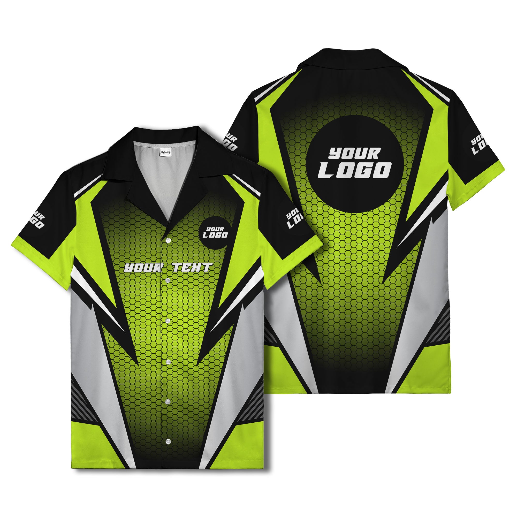 hexagon grid lightning bolt hawaiian shirt for men