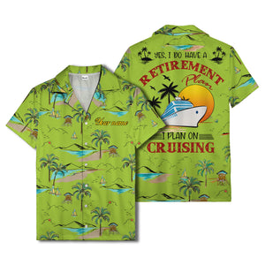 island paradise palm trees & sailboats sunset hawaiian shirt