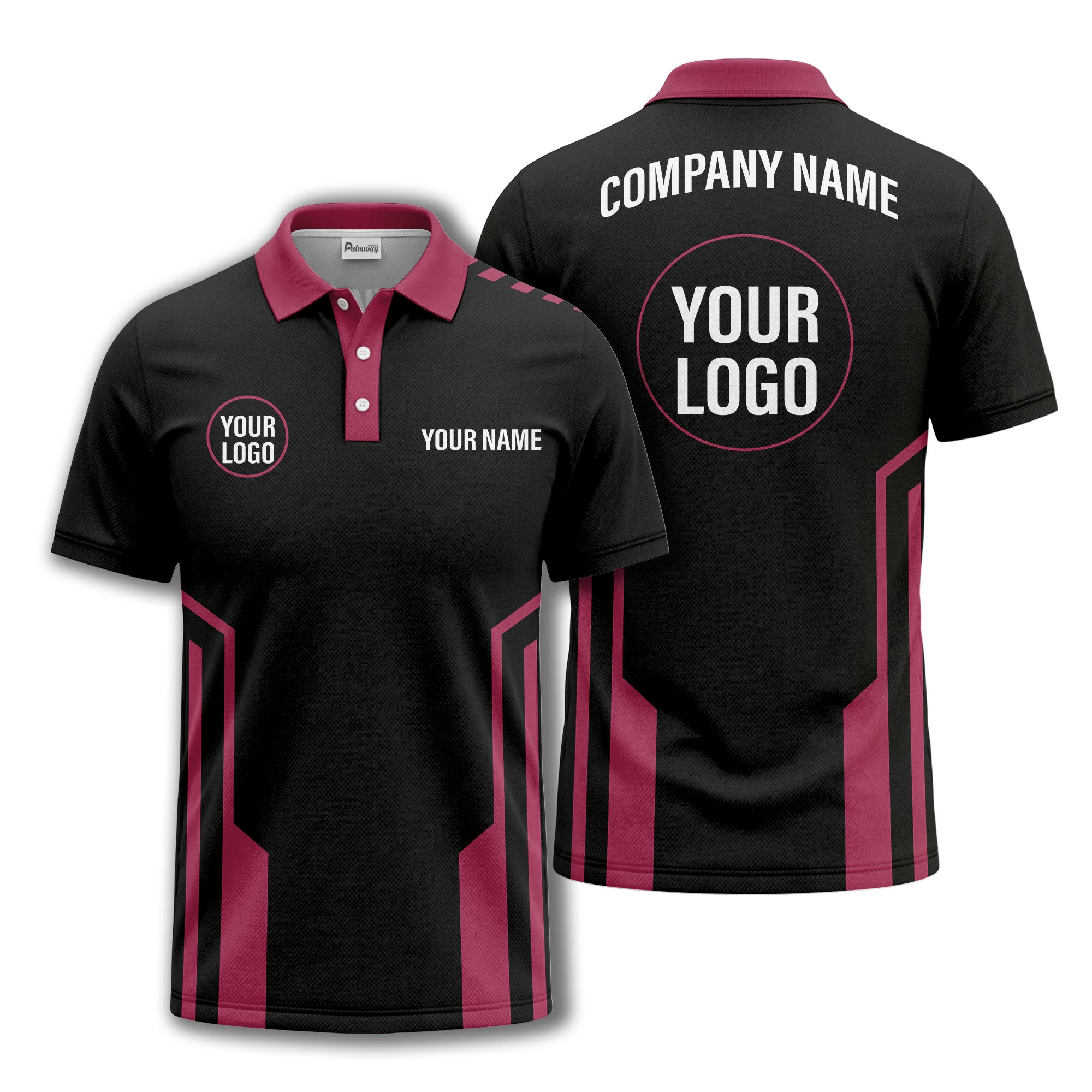 modern black white geometric stripes custom logo polo shirt