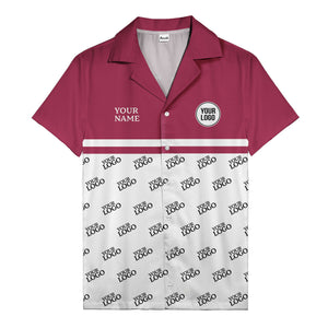 monochrome custom logo repeat hawaiian shirt for men