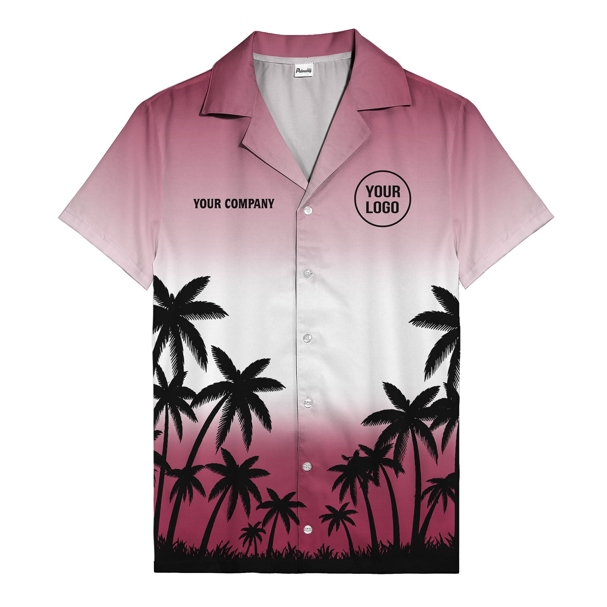 monochrome palm tree gradient silhouette hawaiian shirt for men