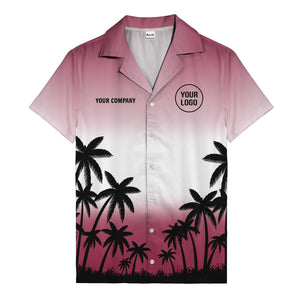 monochrome palm tree gradient silhouette hawaiian shirt for men